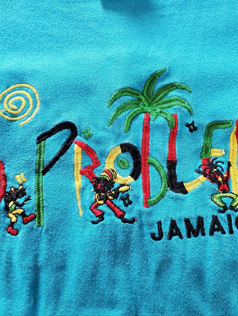 No Problem Jamaica Embroidered T-Shirt size XL - Picture 9 of 11